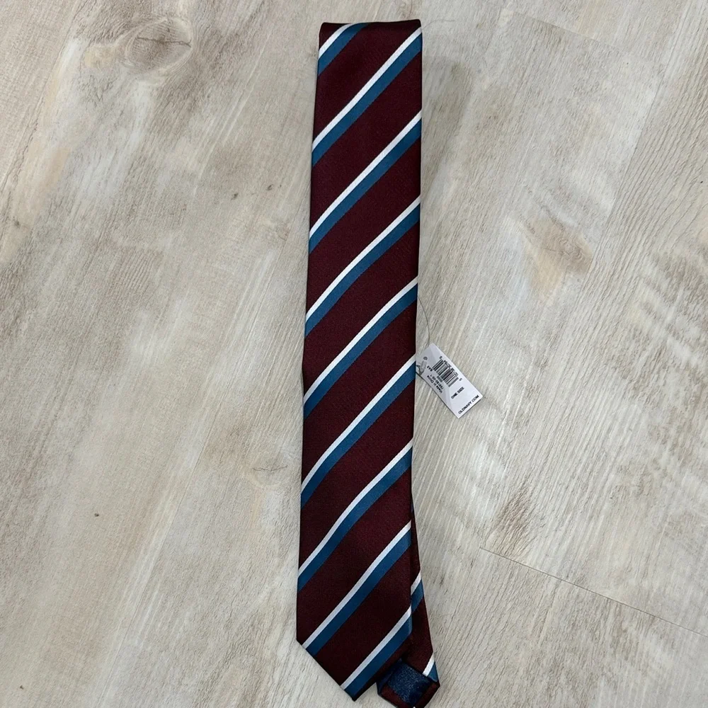 Old Navy Burgundy Tie with Blue and White Stripes